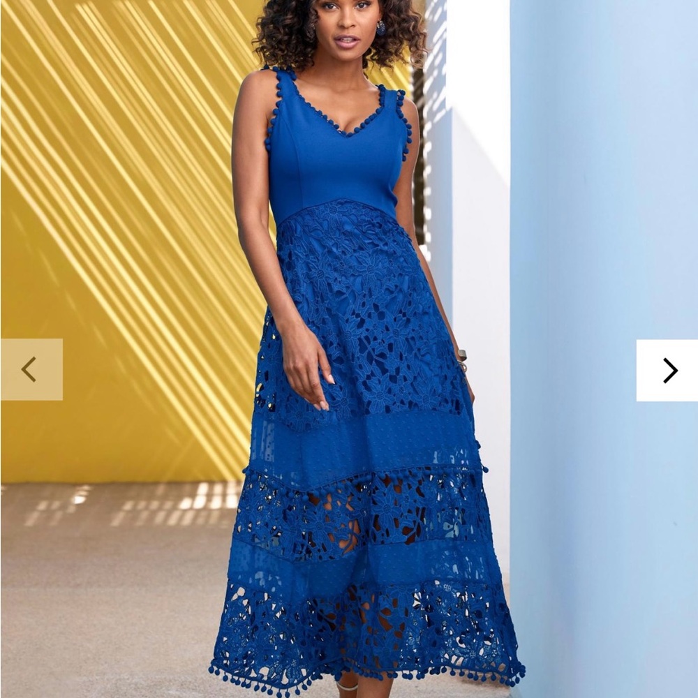 Boston Proper Blue Lace Midi Sundress